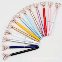 Girlish Rhinestone Clover Pen Rose Gold Jeweled Crystal Pens Chromatic Butterfly Ball Pen Kawaii Stationery For Girls